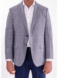 Men's Gray & Blue Plaid Classic Fit Silk Wool Blazer Sport Coat