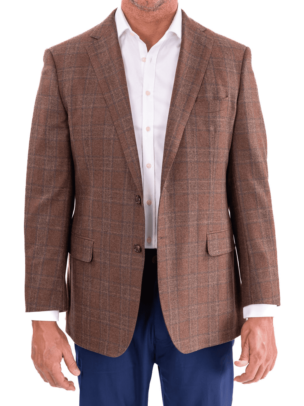 Men's Brown Plaid Wool Regular Fit Blazer Sport Coat
