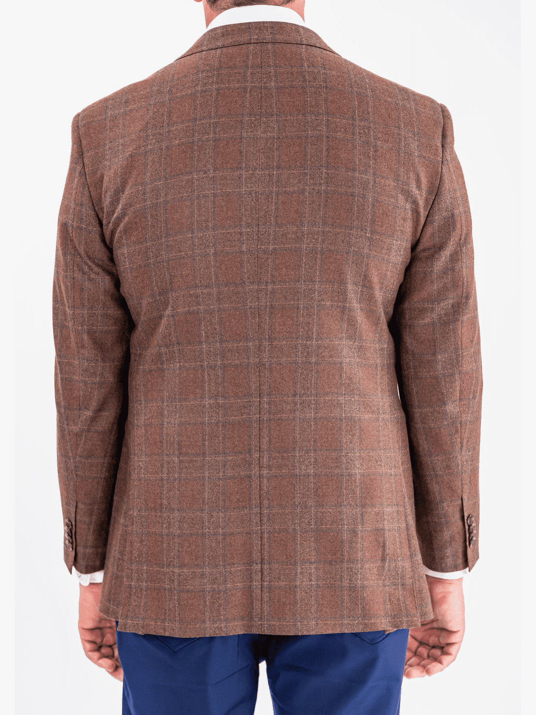 Men's Brown Plaid Wool Regular Fit Blazer Sport Coat
