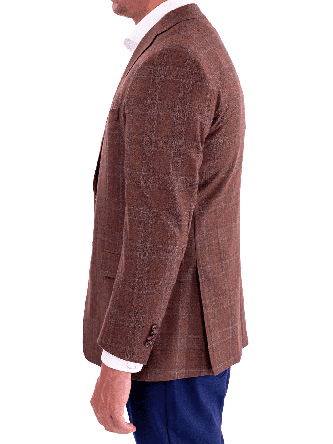 Men's Brown Plaid Wool Regular Fit Blazer Sport Coat