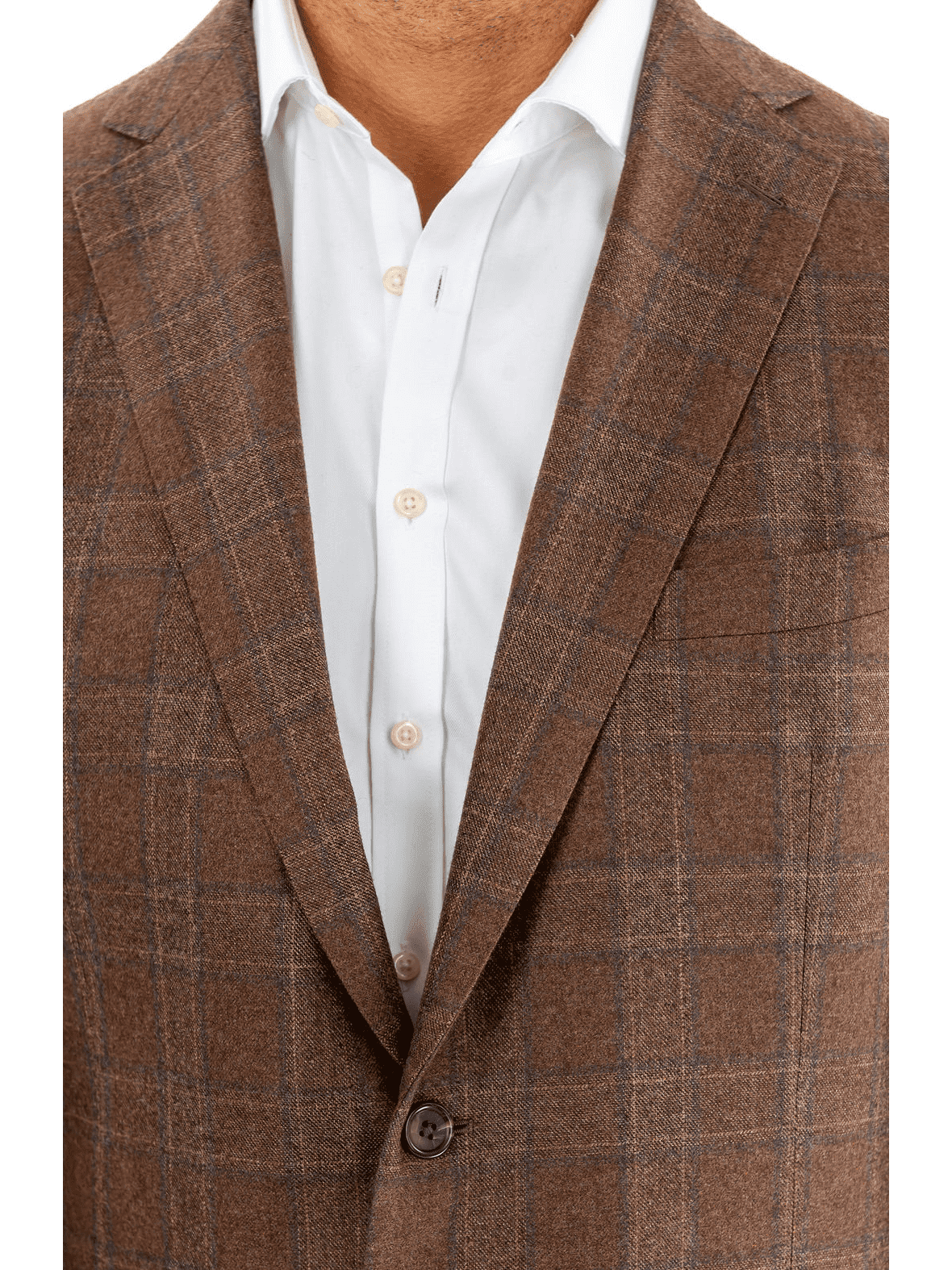 Men's Brown Plaid Wool Regular Fit Blazer Sport Coat