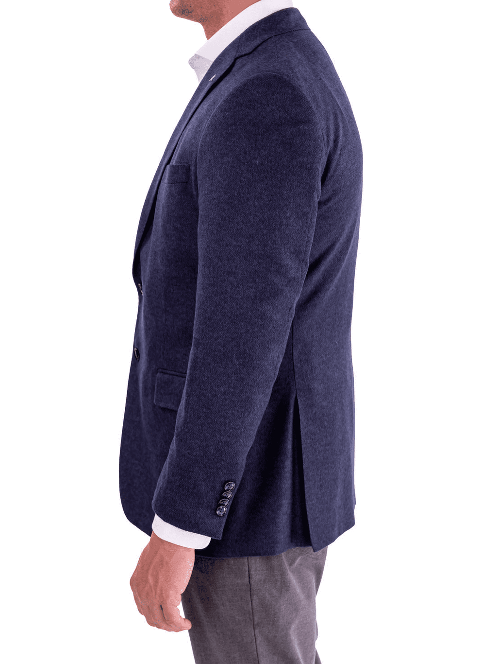 Men's Navy Maron Plaid Wool Regular Fit Blazer Sport Coat