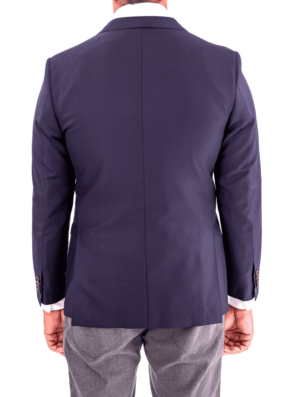 Men's Solid Navy Blue Textured Wool Regular Fit Blazer Sport Coat