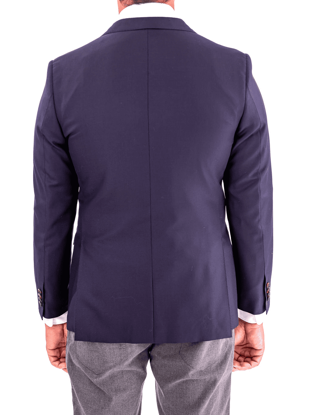 Men's Solid Navy Blue Textured Wool Regular Fit Blazer Sport Coat