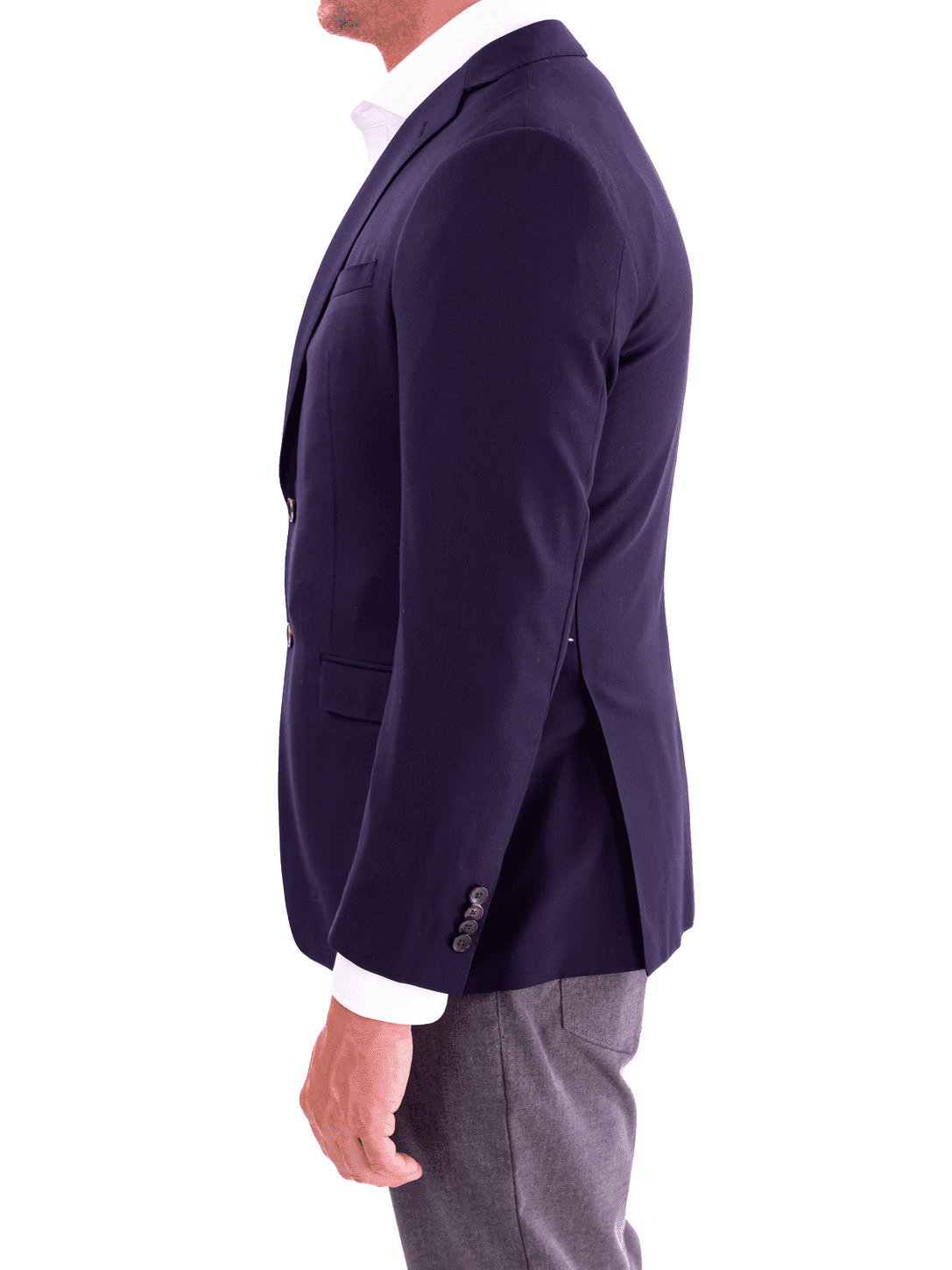 Men's Solid Navy Blue Textured Wool Regular Fit Blazer Sport Coat