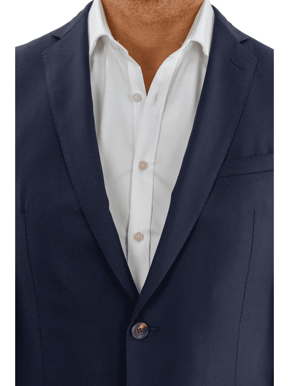 Men's Solid Navy Blue Textured Wool Regular Fit Blazer Sport Coat