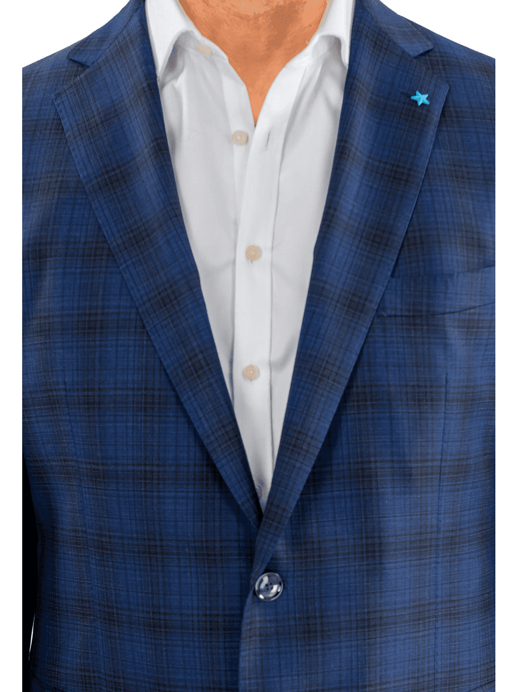 Men's Blue & Black Plaid Wool Regular Fit Blazer Sport Coat