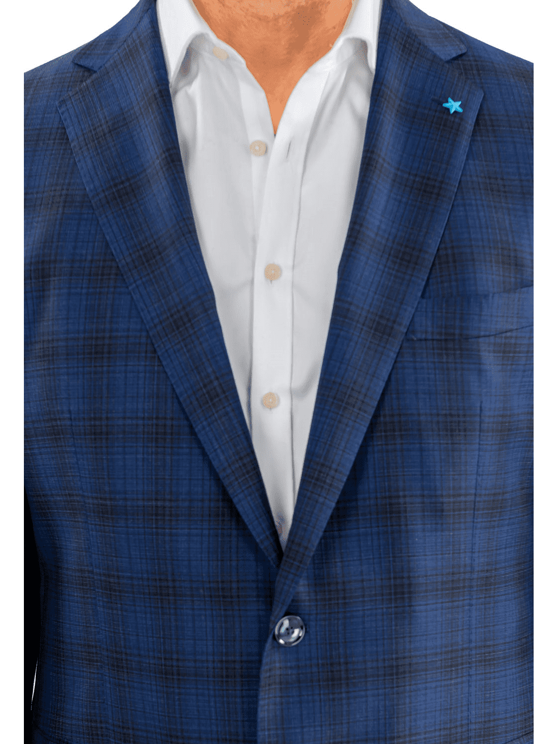 Men's Blue & Black Plaid Wool Regular Fit Blazer Sport Coat