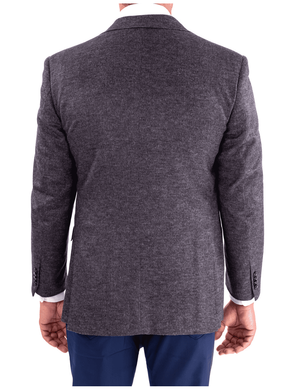 Men's Blue & Gray Silk Cashmere Regular Fit 2-Button Blazer Sport Coat