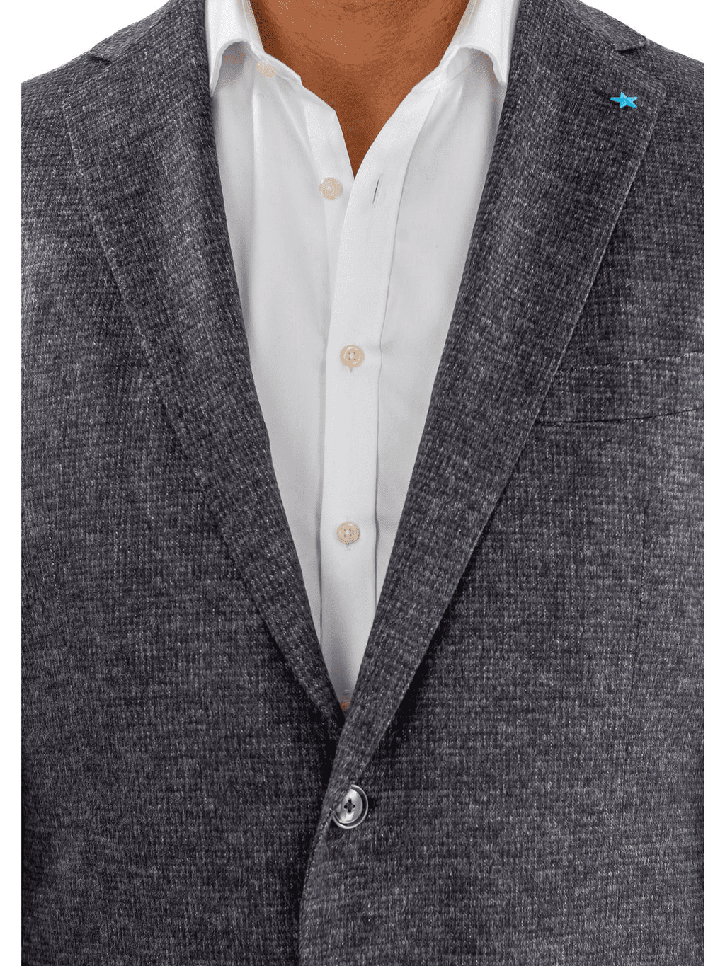 Men's Blue & Gray Silk Cashmere Regular Fit 2-Button Blazer Sport Coat
