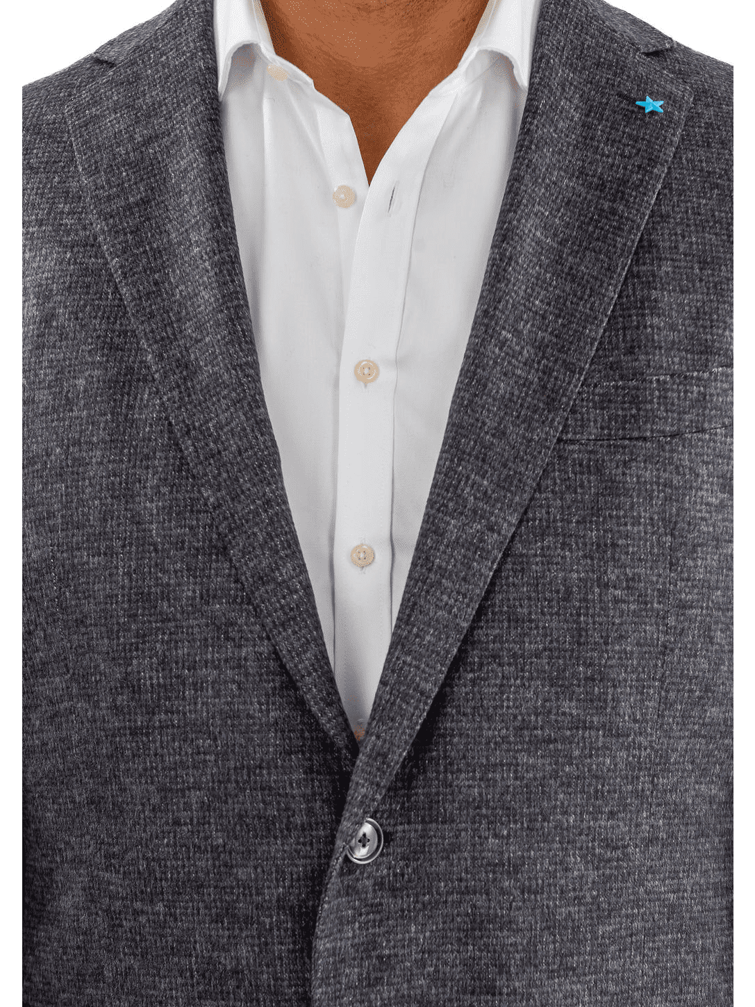 Men's Blue & Gray Silk Cashmere Regular Fit 2-Button Blazer Sport Coat