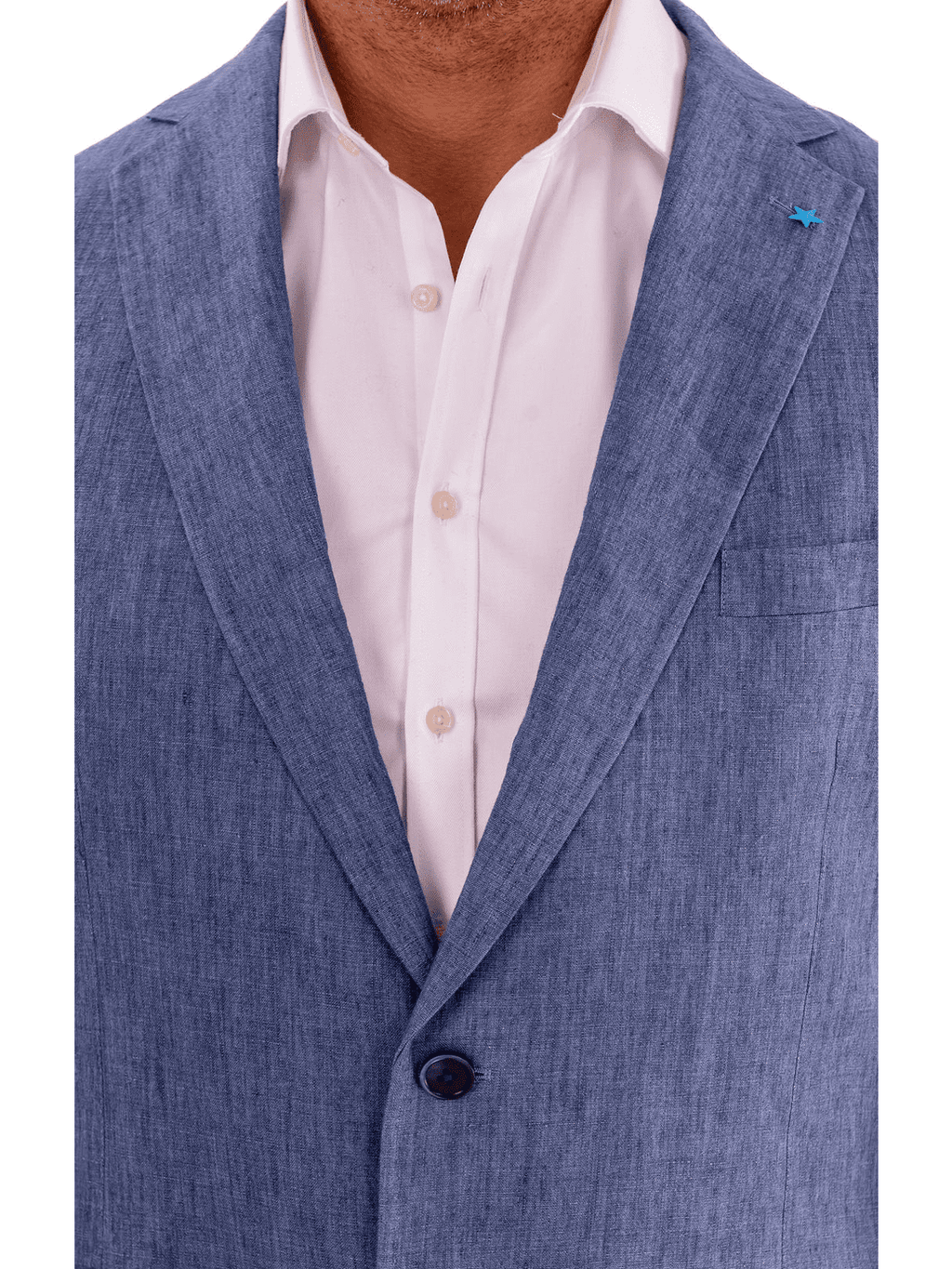 Men's Blue Linen Regular Fit 1/4 Lined Blazer Sport Coat