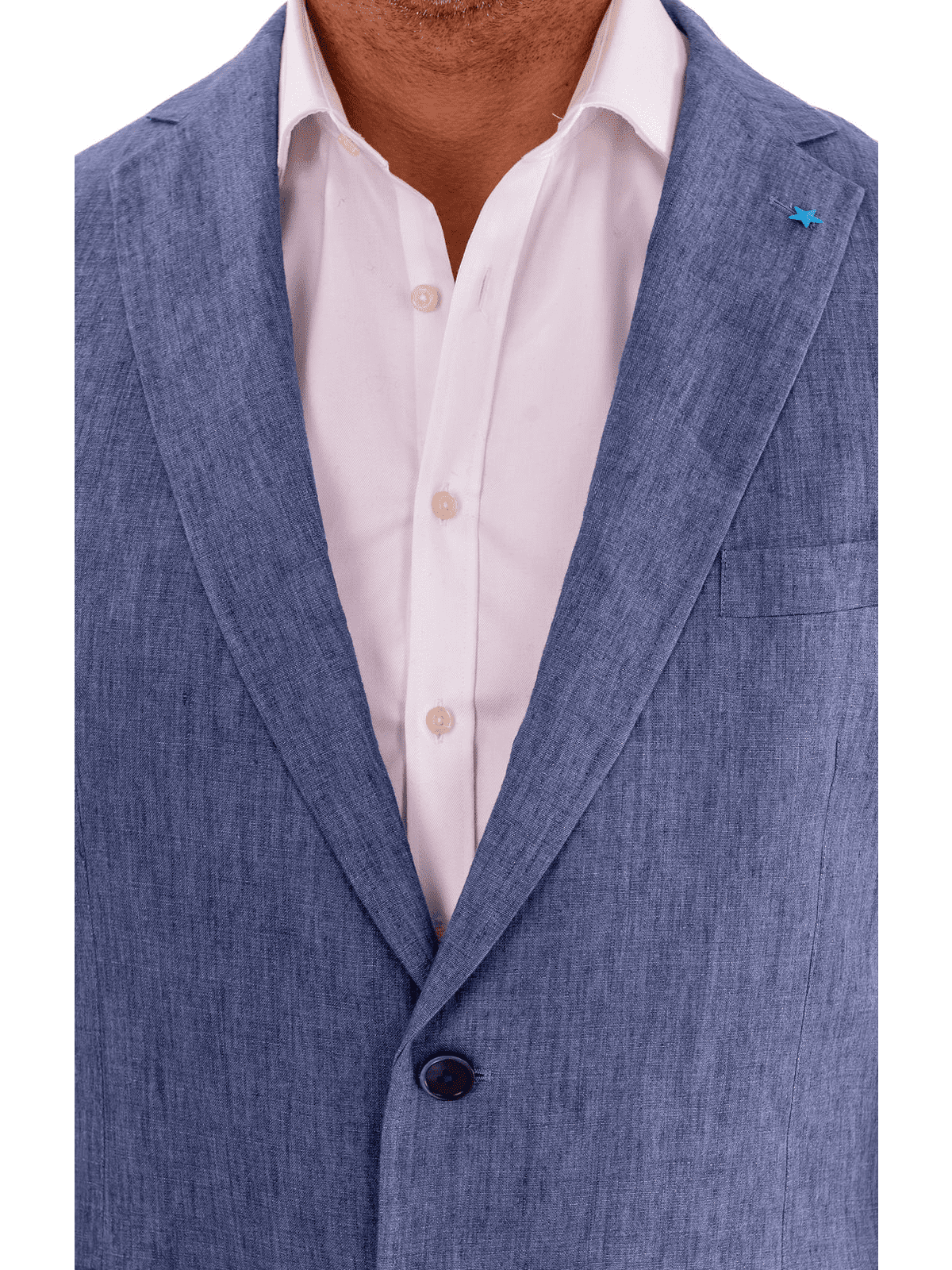 Men's Blue Linen Regular Fit 1/4 Lined Blazer Sport Coat