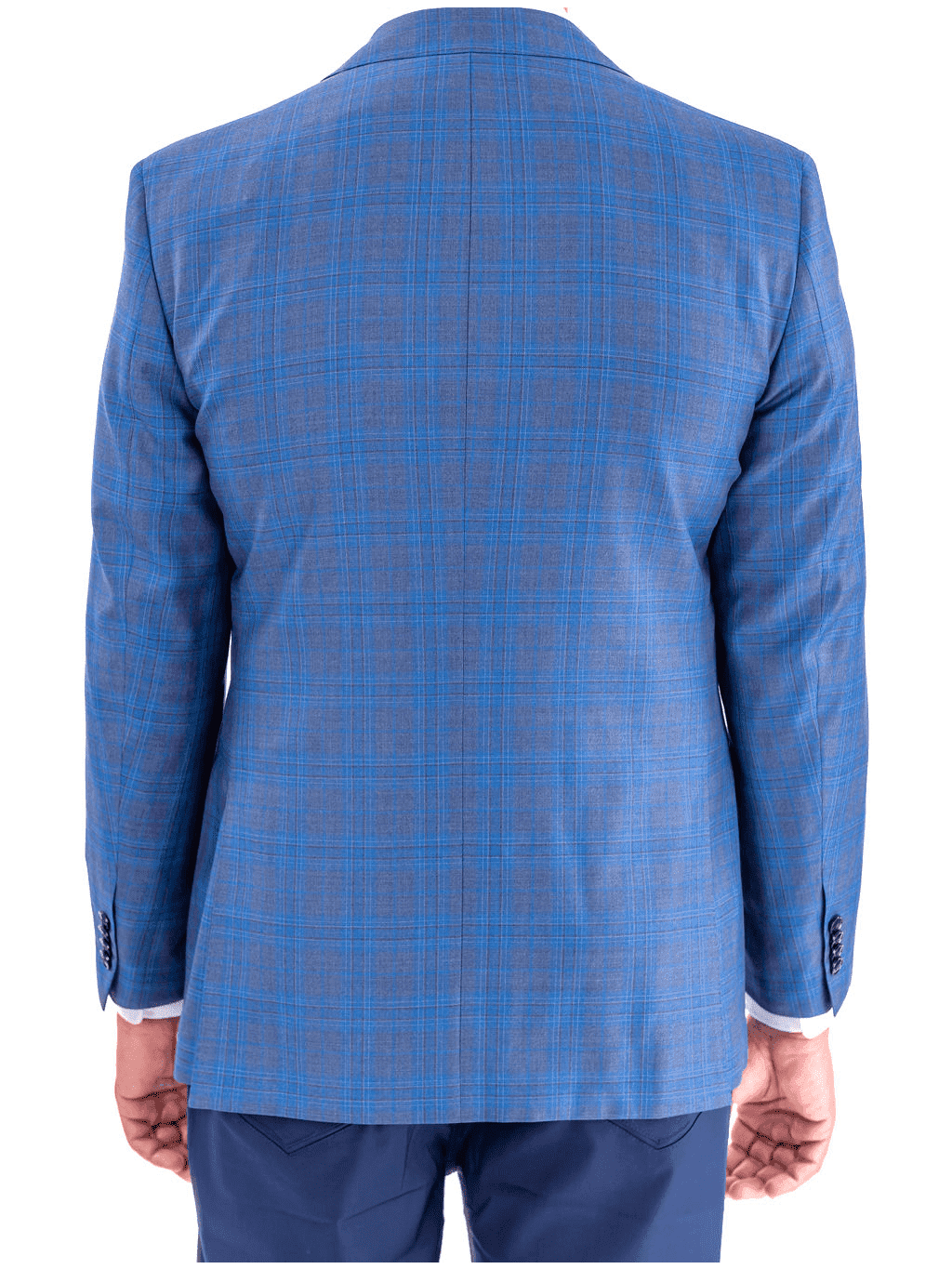 Men's Blue Plaid Regular Fit Wool Blazer Sport Coat