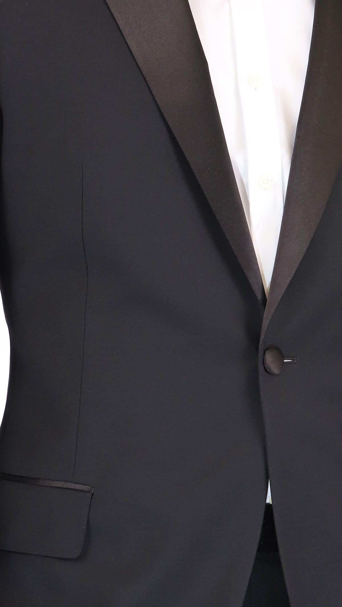 Men's Black Peak Lapel Wool Regular Fit Tuxedo