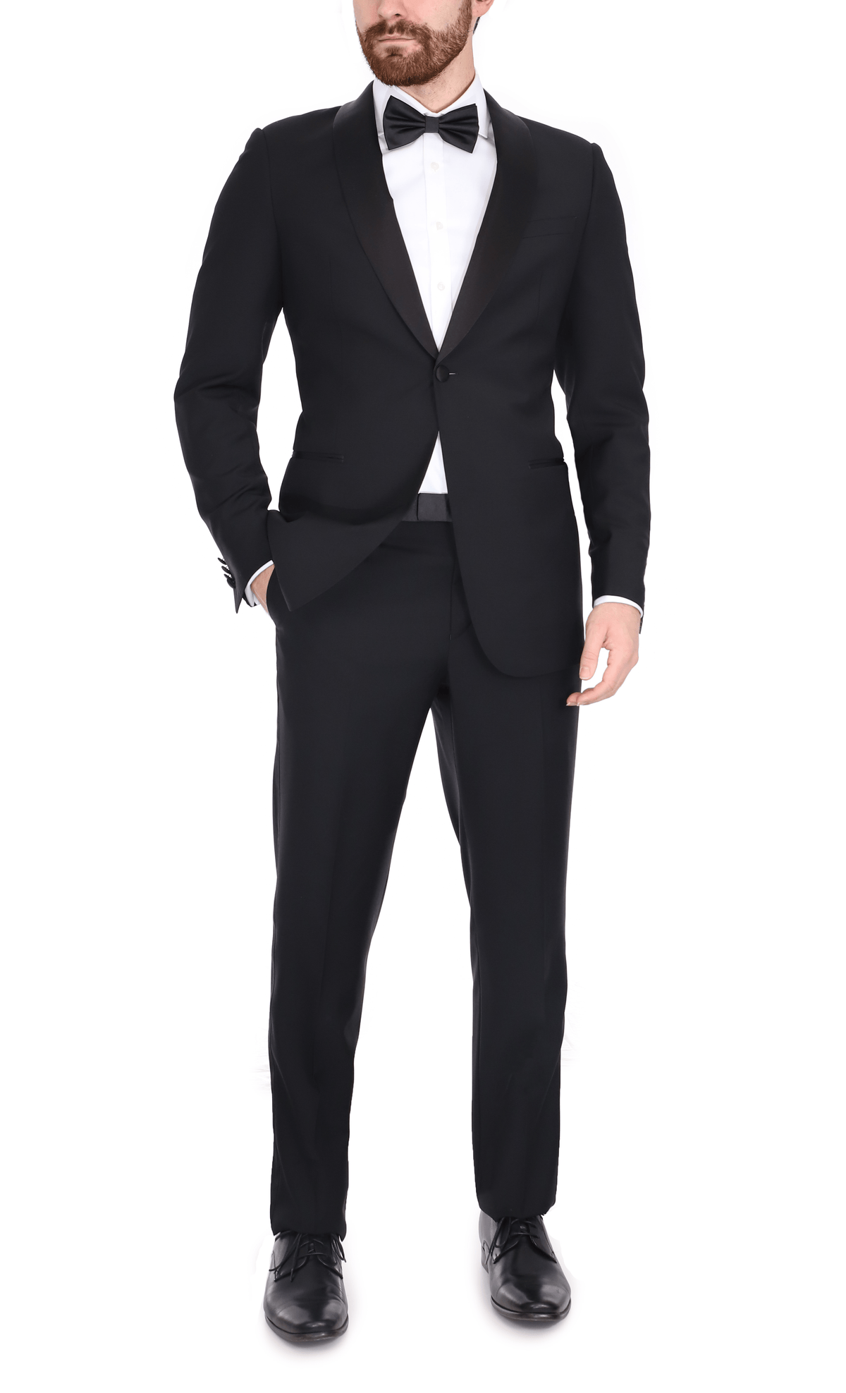 Men's Black Shawl Lapel Wool Regular Fit Tuxedo