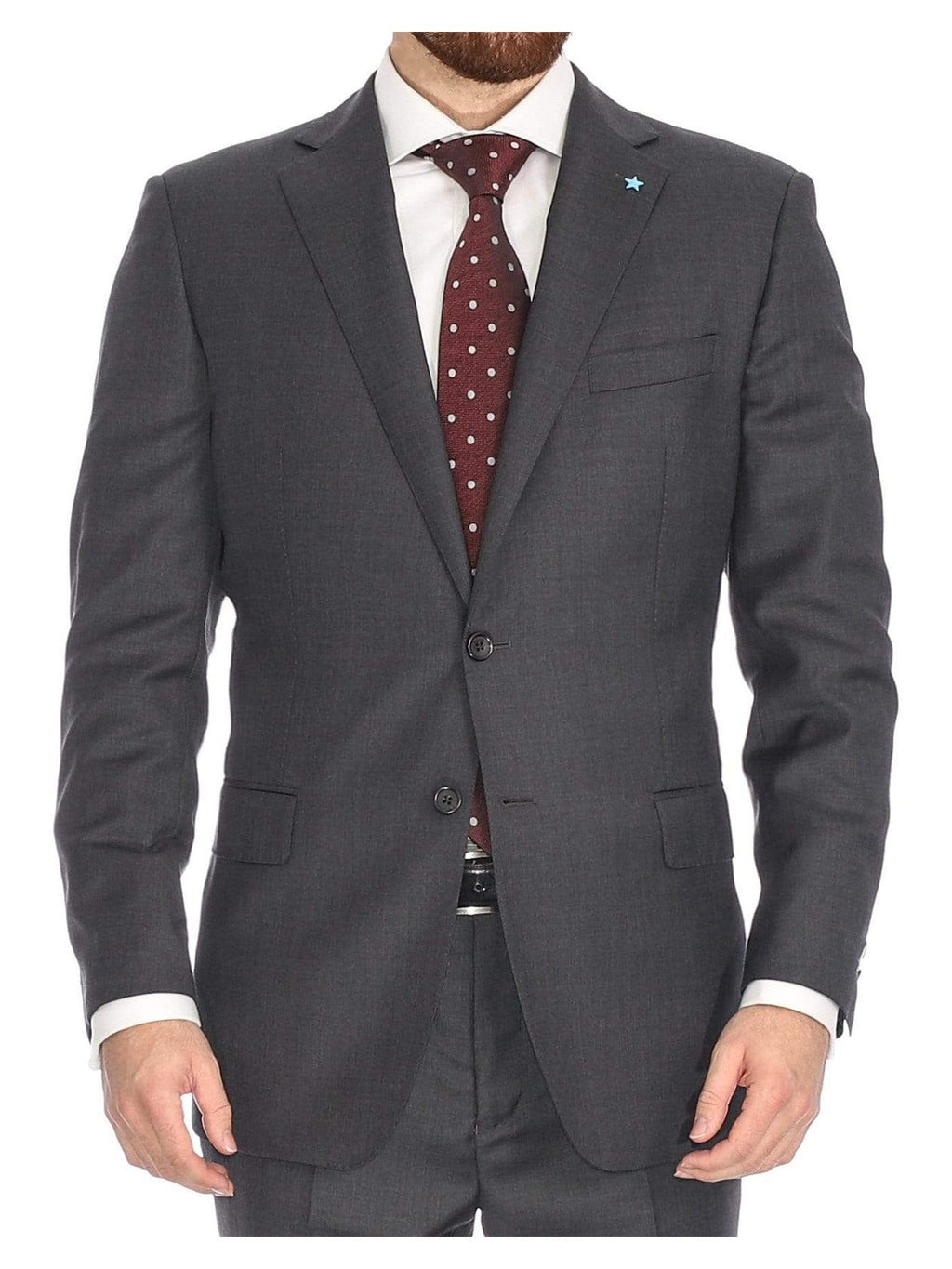 Men's Charcoal Gray Wool Canvassed Regular Fit Suit