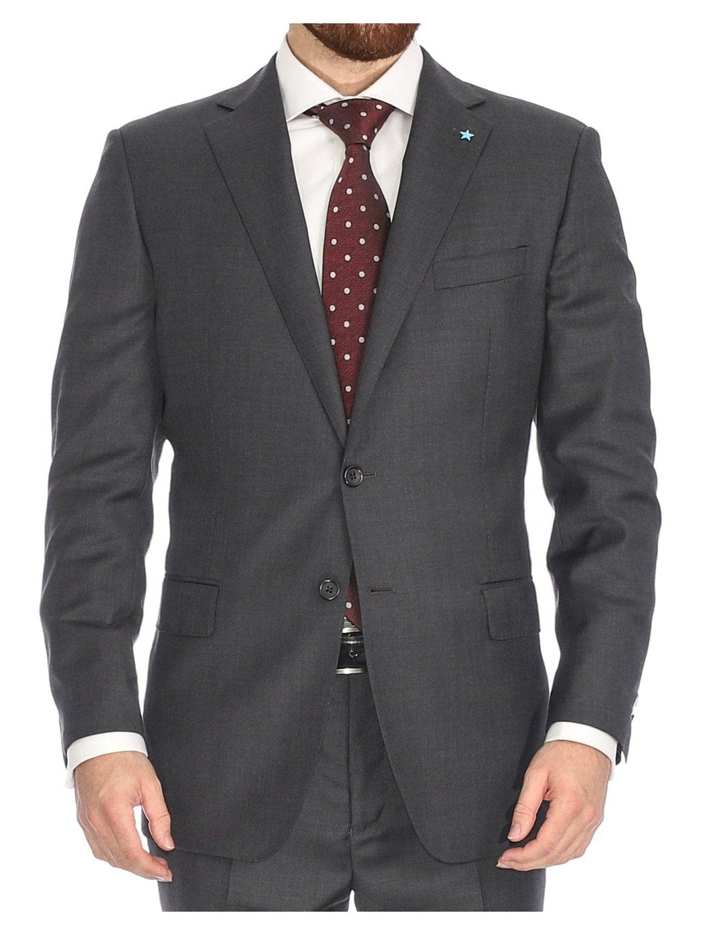 Men's Charcoal Gray Wool Canvassed Slim Fit Suit