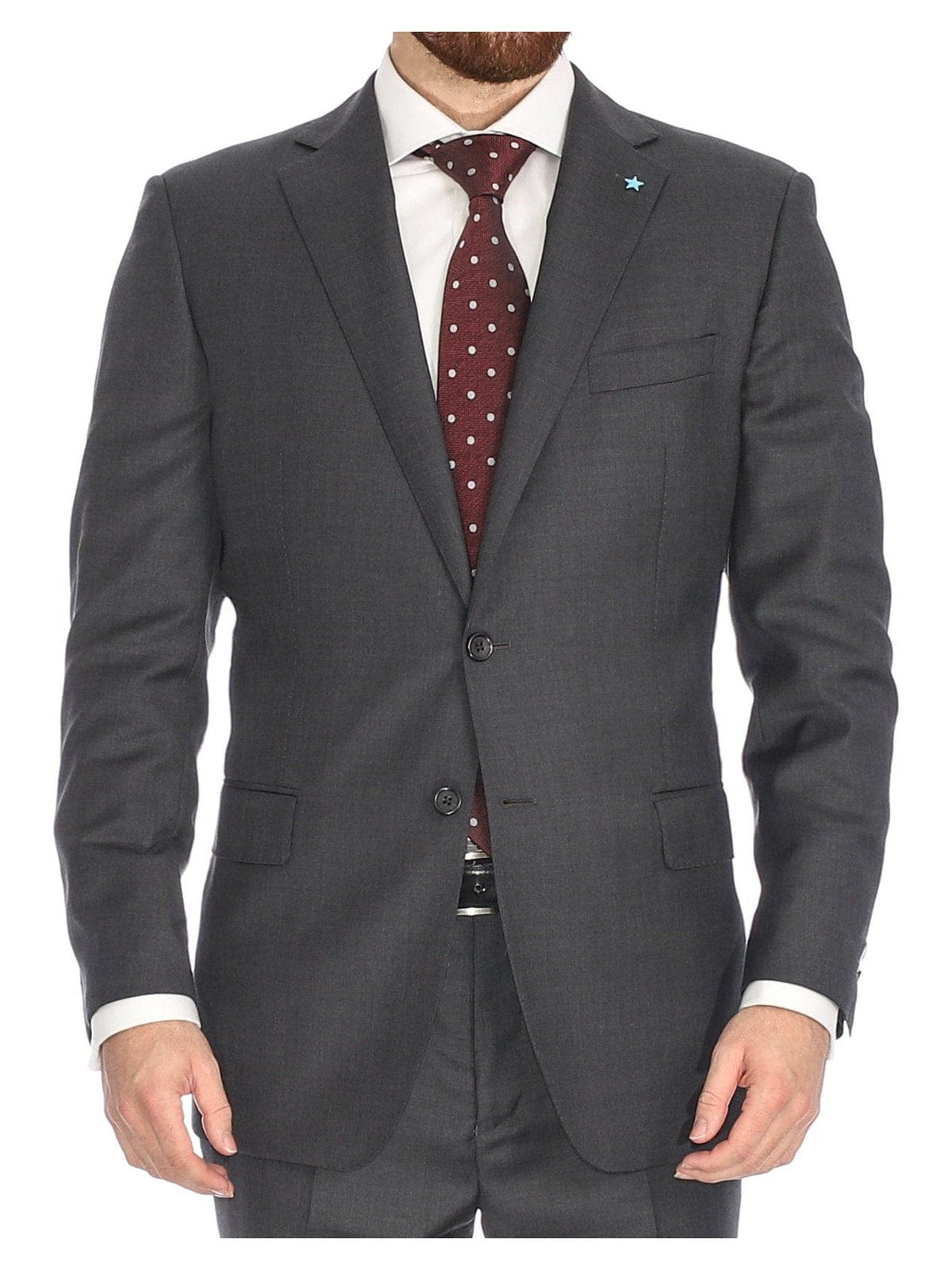 Men's Charcoal Gray Wool Canvassed Slim Fit Suit