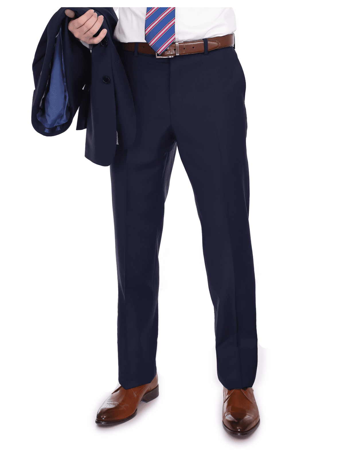 Men's Solid Navy Blue Wool Half Canvassed Slim Fit Suit