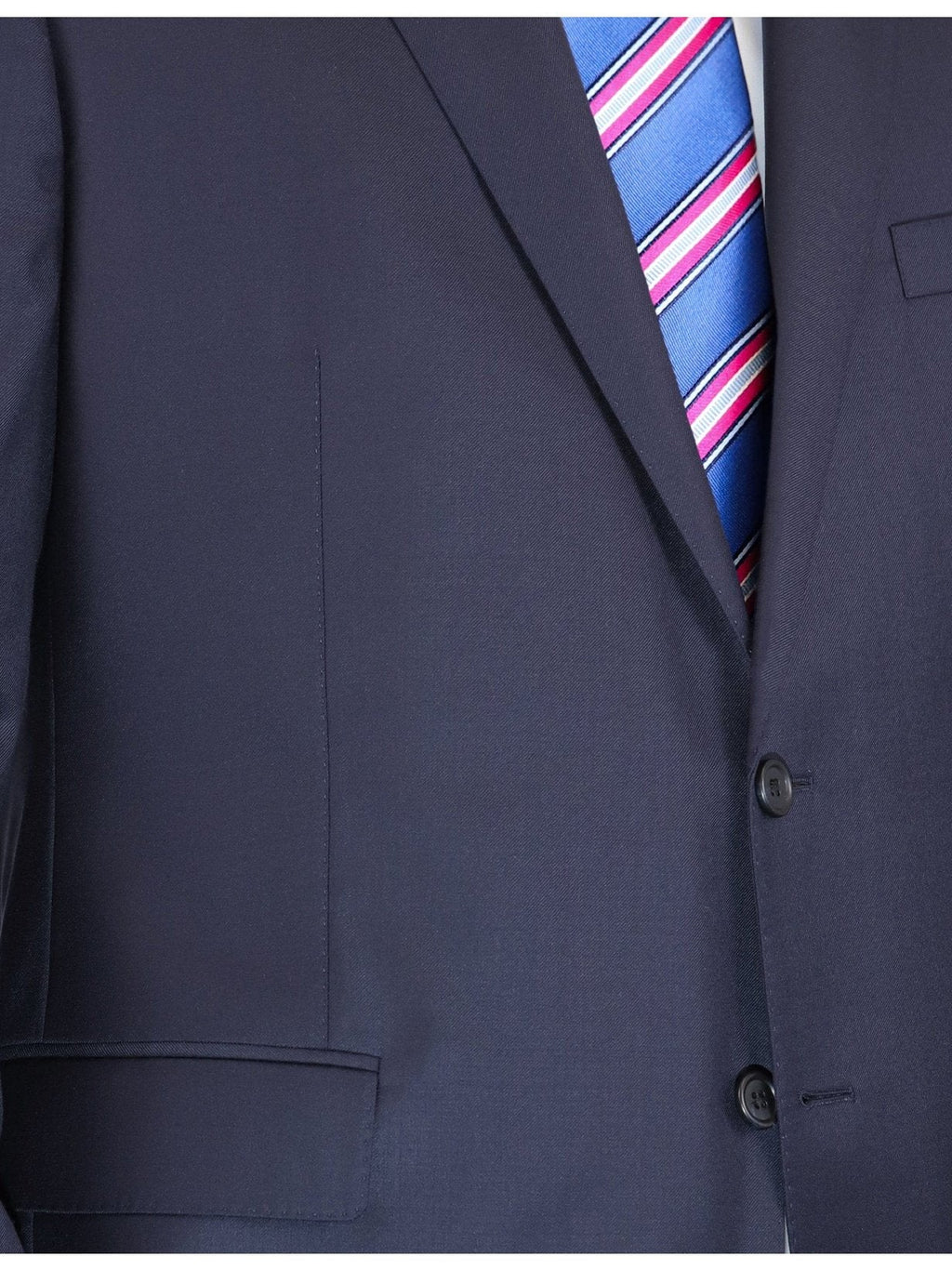 Men's Solid Navy Blue Wool Half Canvassed Slim Fit Suit