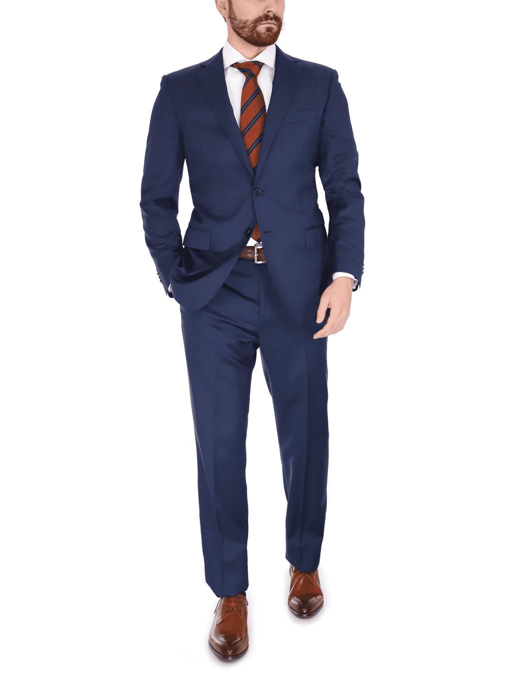 Men's Blue Check Wool Trim Fit 2-Button Suit