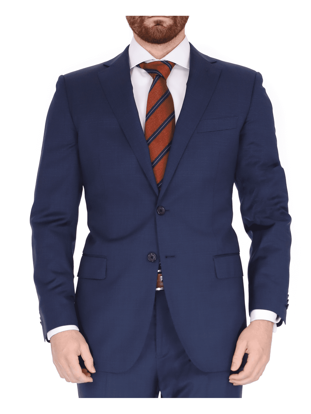 Men's Blue Check Wool Trim Fit 2-Button Suit