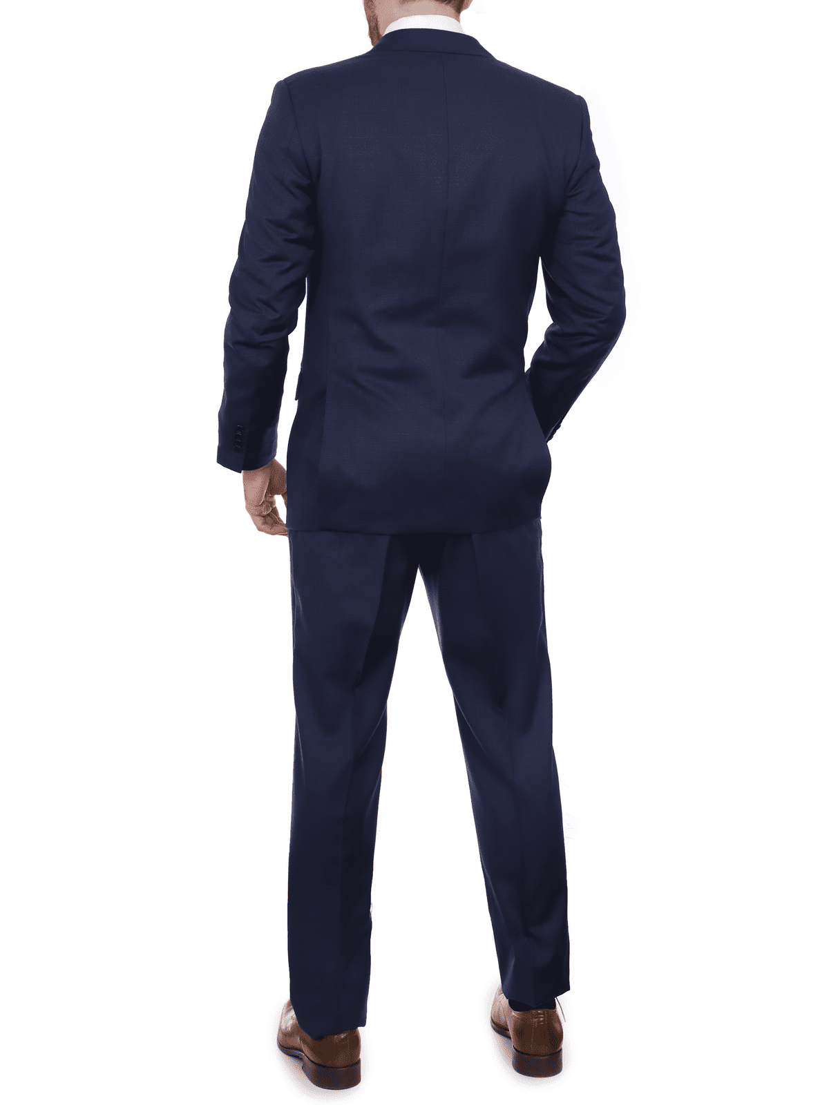 Men's Blue Check Wool Trim Fit 2-Button Suit