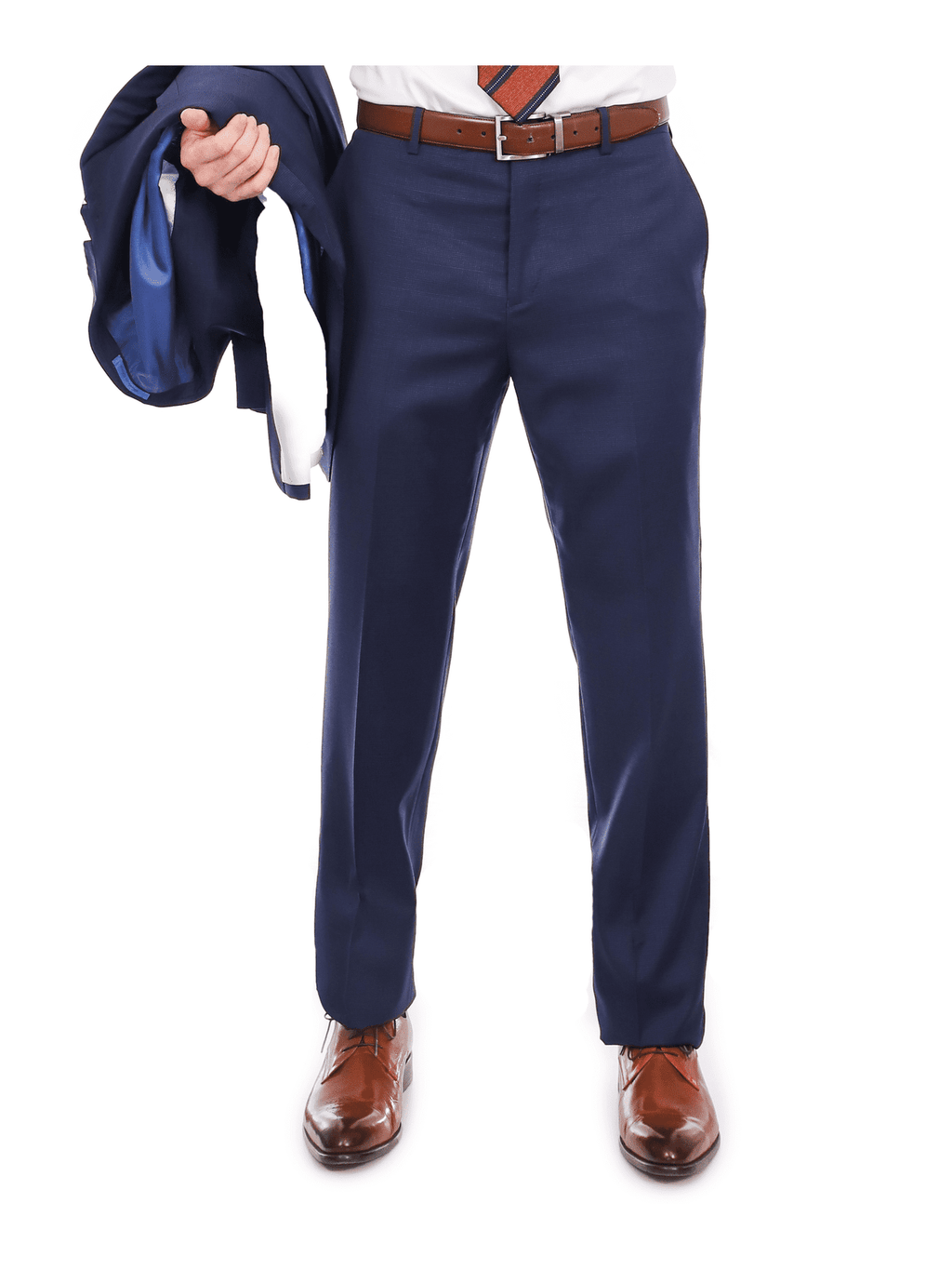Men's Blue Check Wool Trim Fit 2-Button Suit