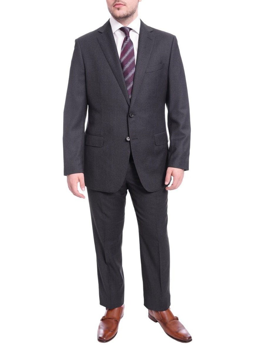 Men's Classic Fit Blue Birdseye 2-Button Half Canvassed Wool Suit