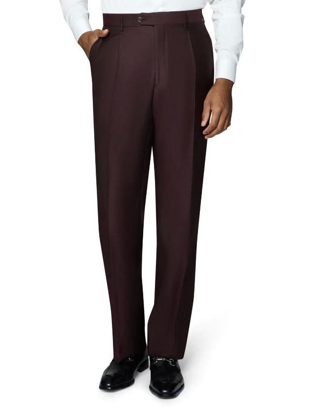 Men's Burgundy Wool Classic Fit Vested Suit Peak Lapel