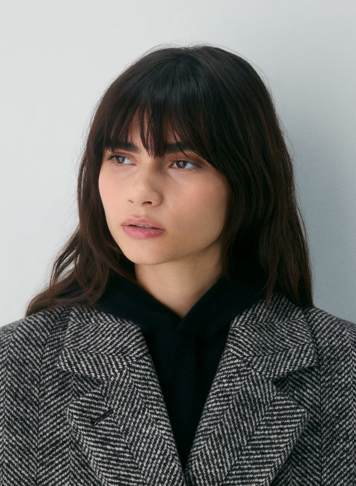 Double-Breasted Wool Cashmere Coat - Herringbone