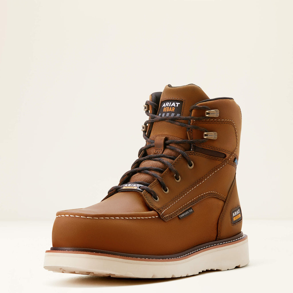 Waterproof Composite Toe Moc Toe Work Boot - Brown