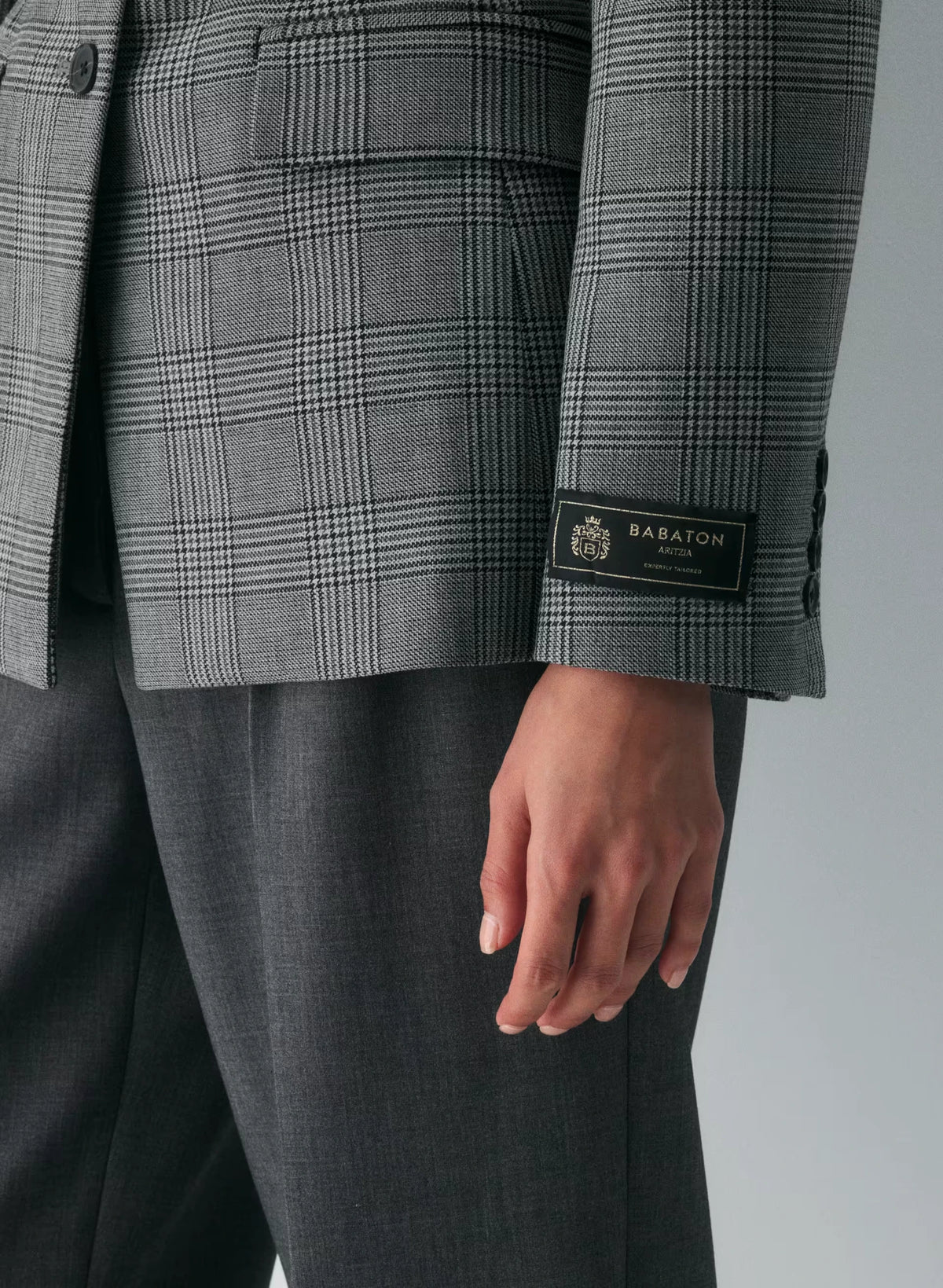 Single-Breasted Stretch Blazer - Brown Check