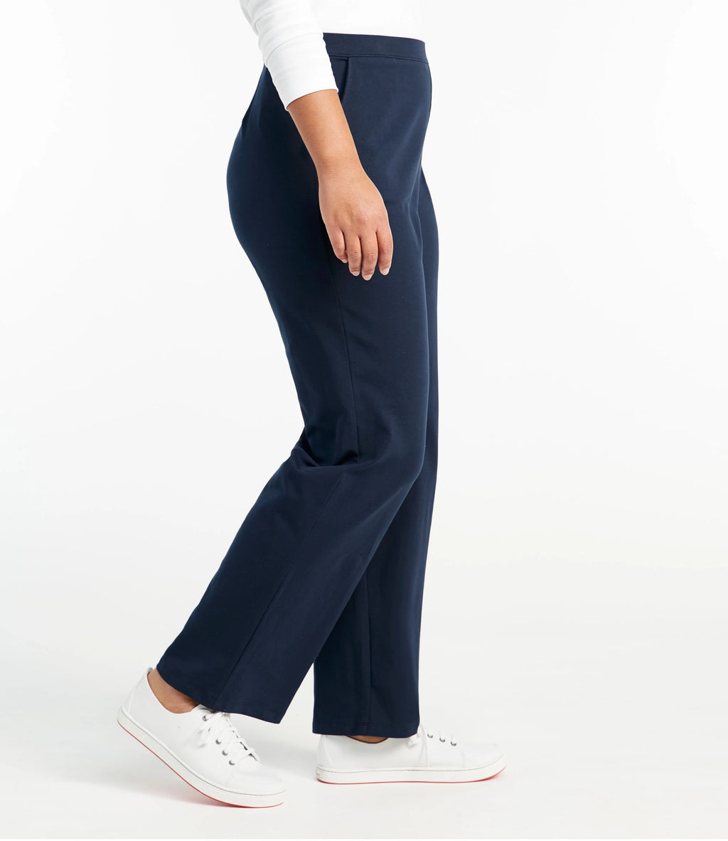 Women's High-Rise Straight-Leg Knit Pants - Black