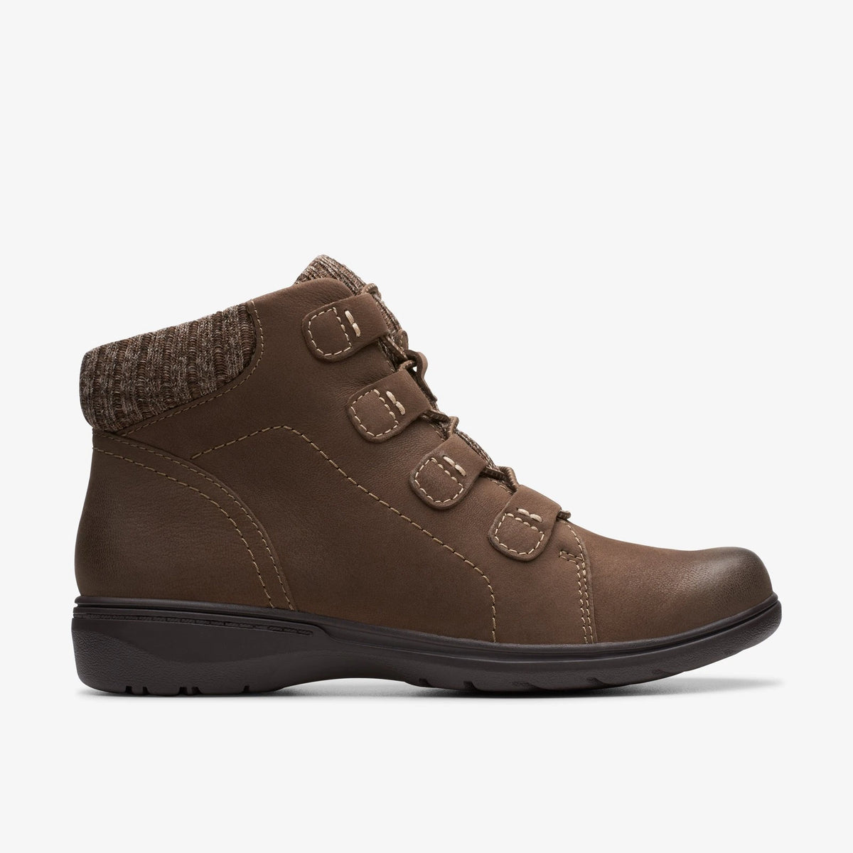 Nubuck Lace-Up Ankle Boot - Taupe