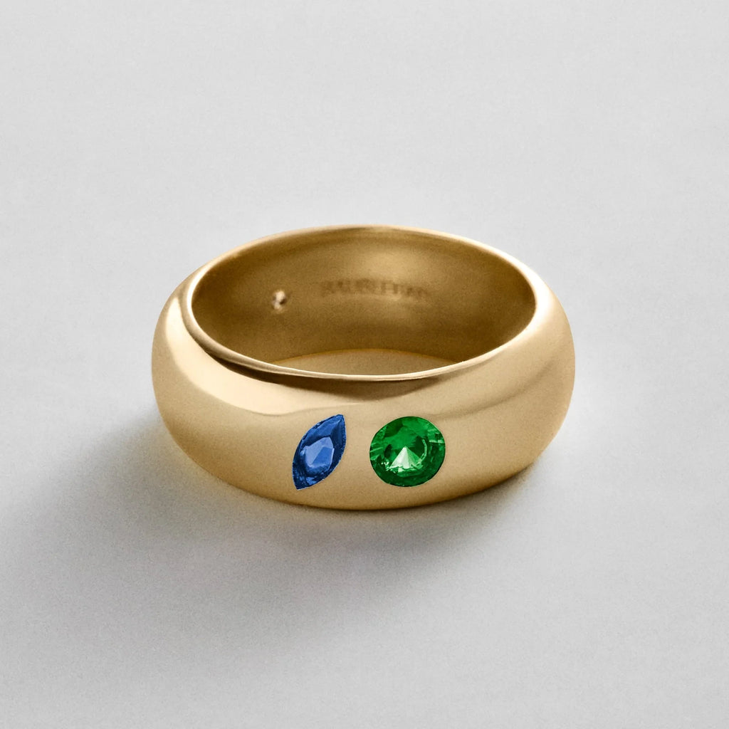 Custom Two-Stone Gold-Plated Band Ring