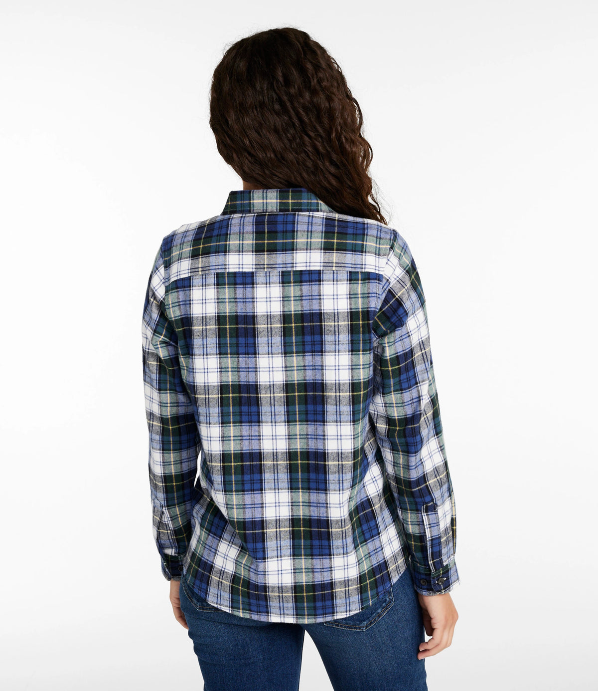 Women's Cotton Flannel Shirt - Indigo Plaid