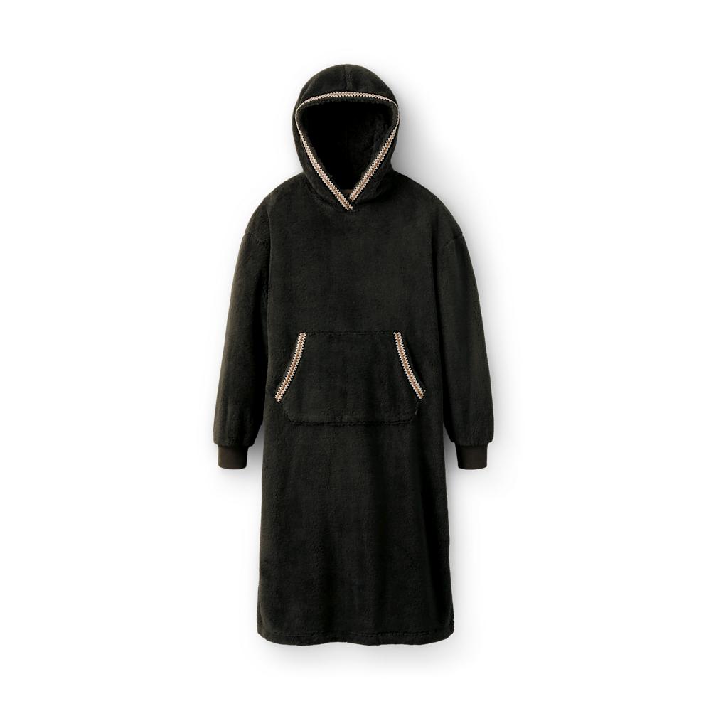 Oversized Recycled Fleece Hoodie - Black