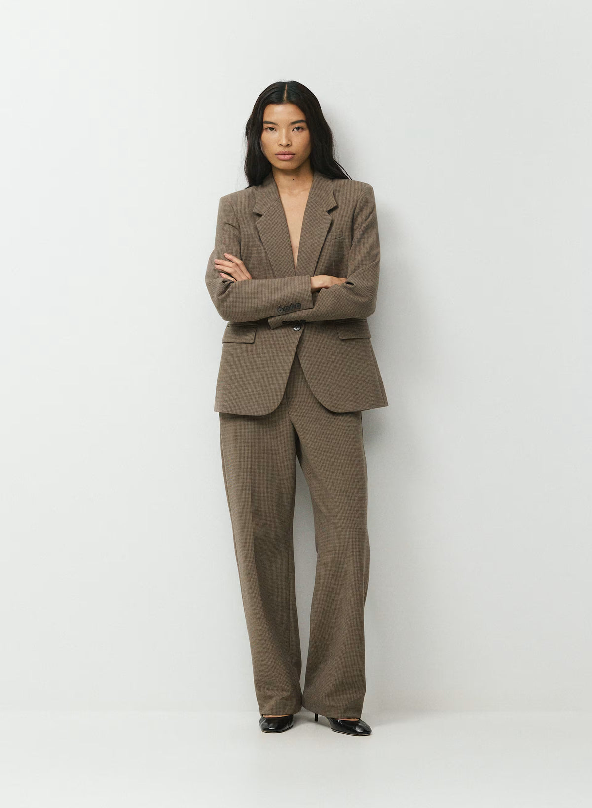Single-Breasted Stretch Blazer - Check