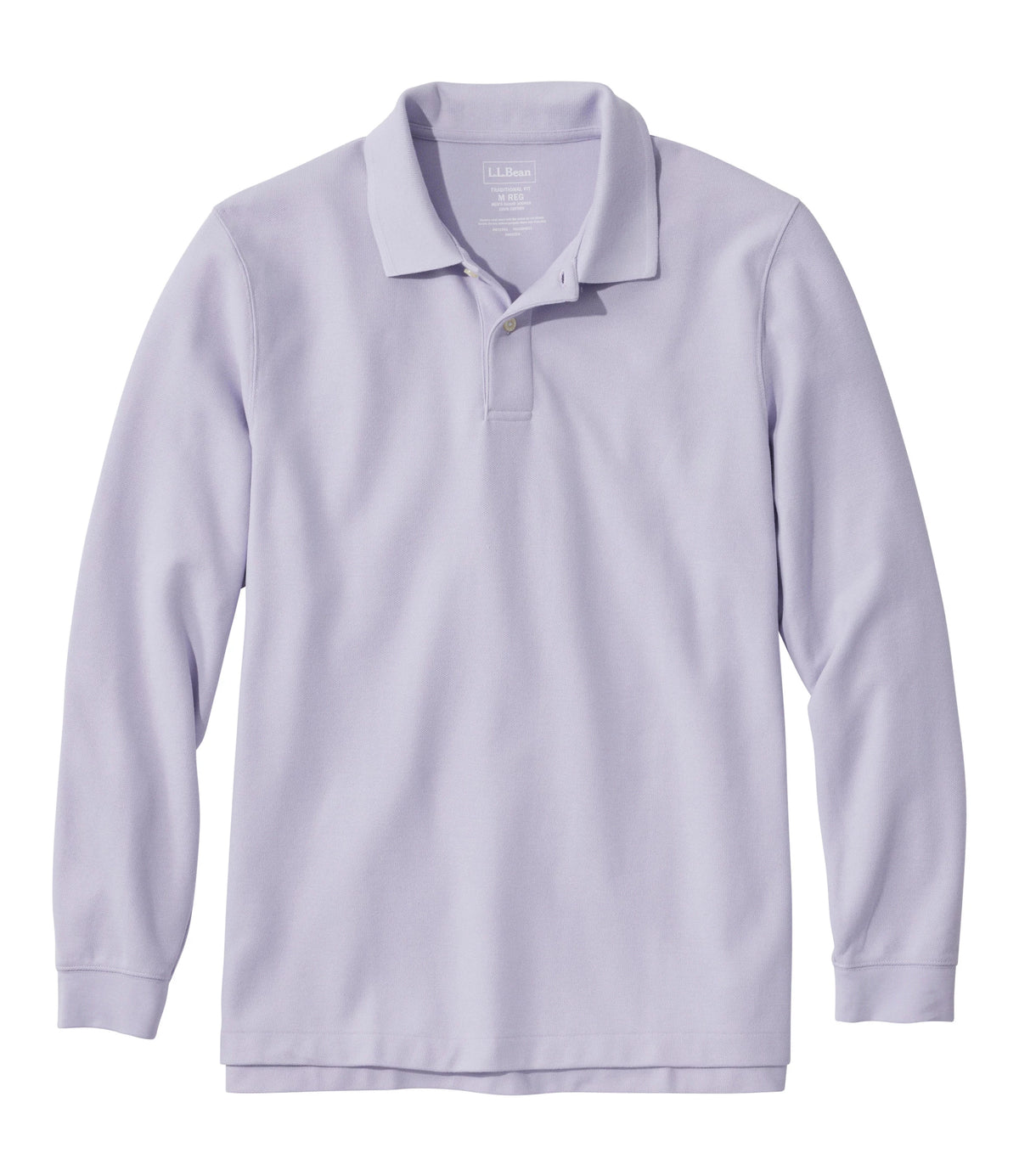 Men's Long-Sleeve Cotton Pique Polo - Lavender