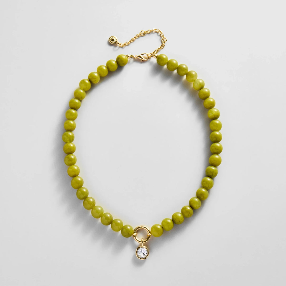 Olive Beaded Interchangeable Charm Necklace