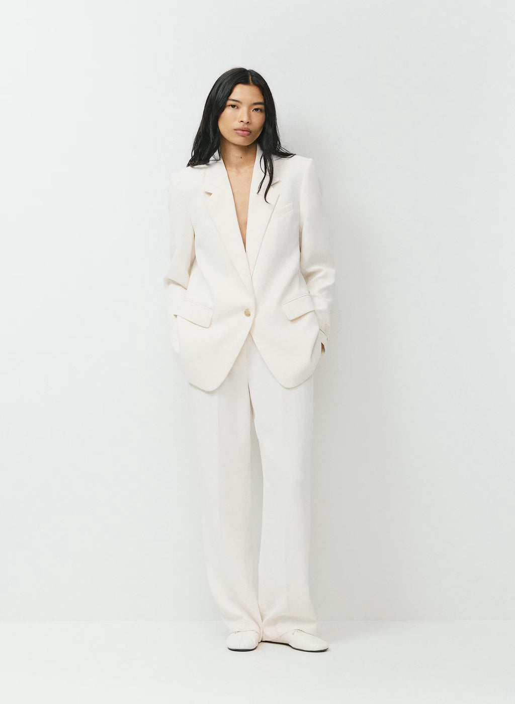 High-Rise Wide-Leg Crepe Trousers - Sand