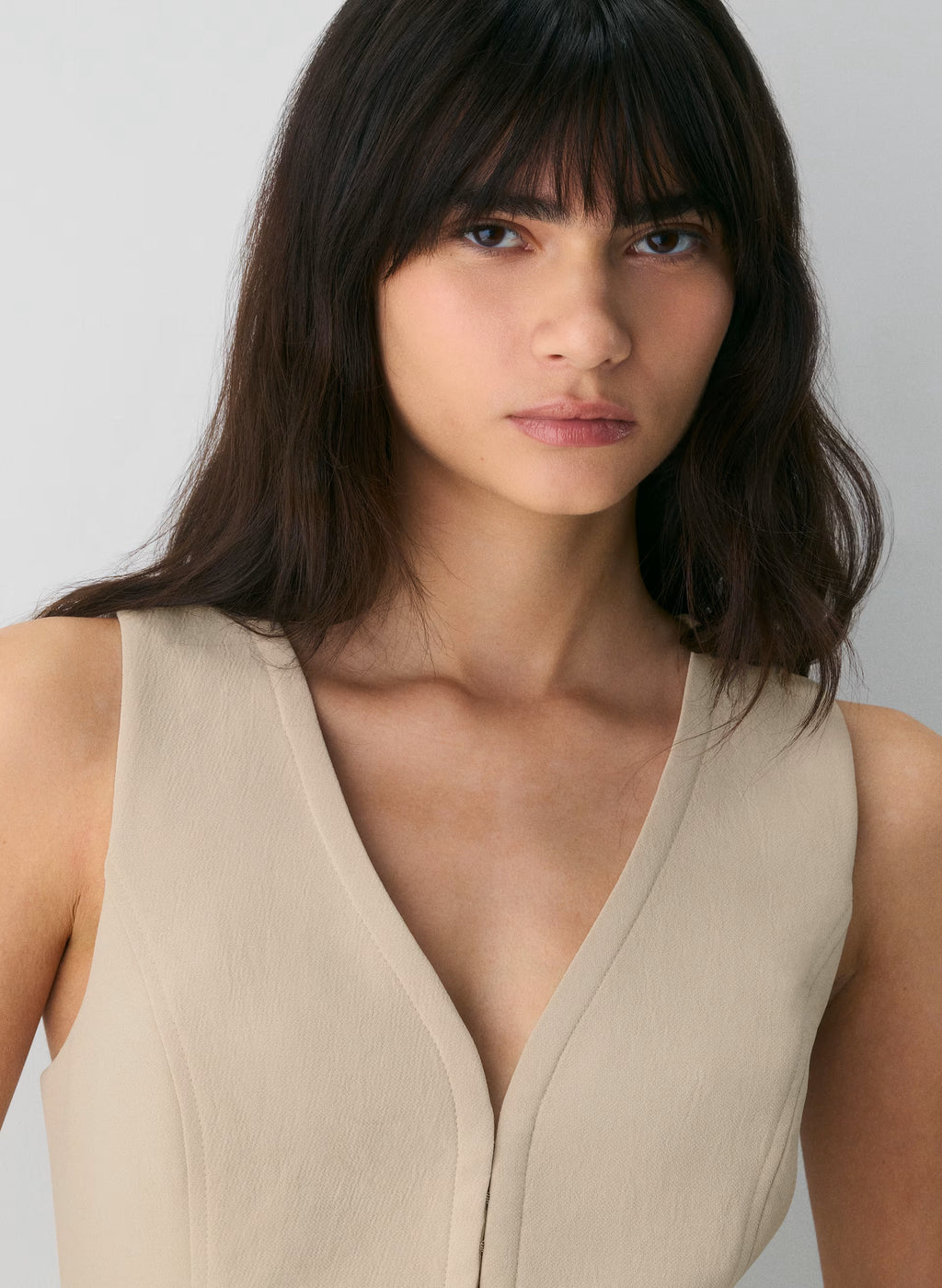 Lined Tailored Suit Vest - Olive