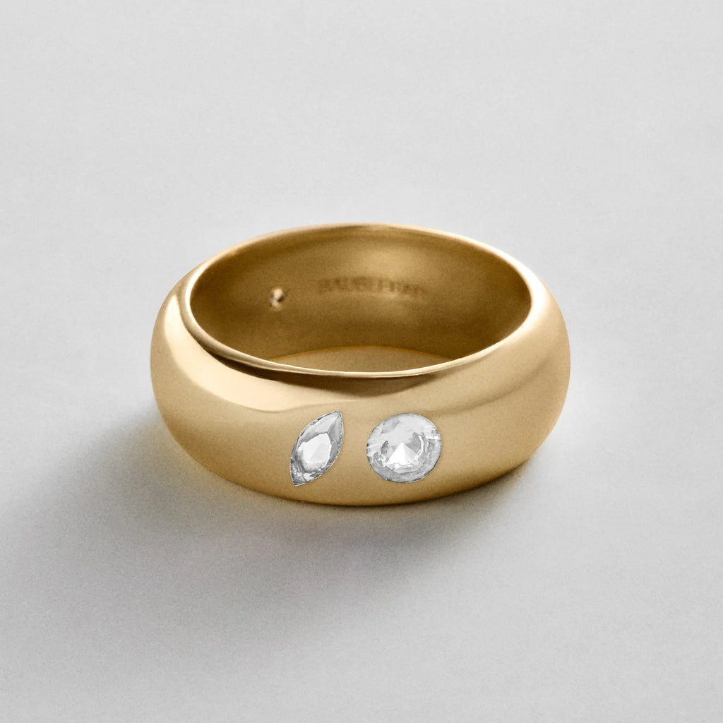 Custom Two-Stone Gold-Plated Band Ring