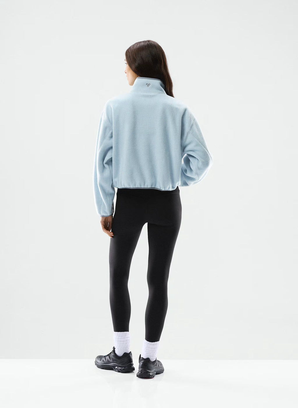Oversized Half-Zip Microfleece Pullover - Gray
