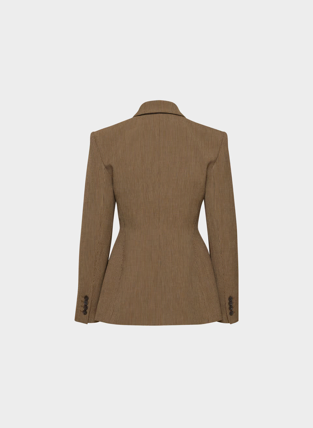 Single-Breasted Stretch Blazer - Brown Check