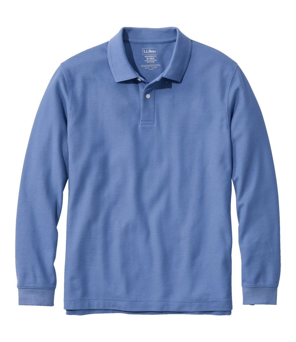 Men's Long-Sleeve Cotton Pique Polo - Lavender