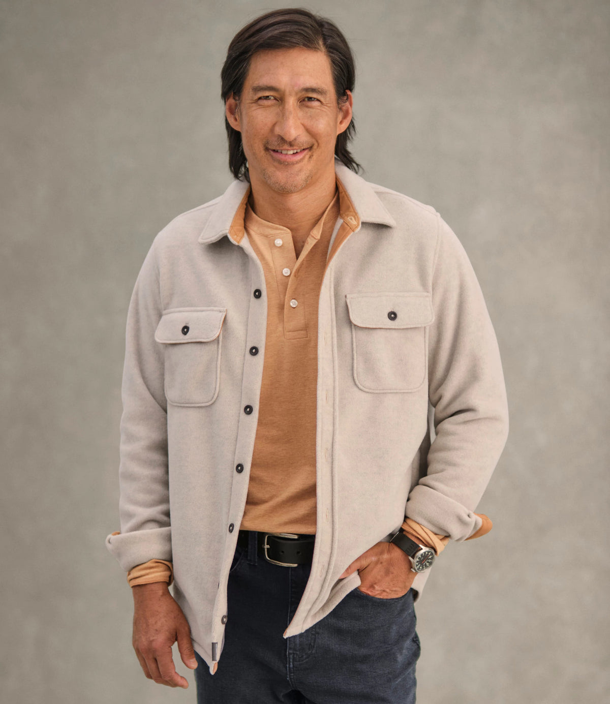 Men's Recycled Fleece Overshirt - Dark Navy