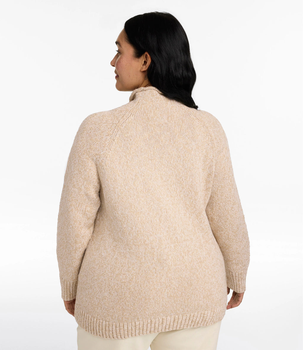 Women's Cotton Funnel Neck Pullover Sweater - Natural